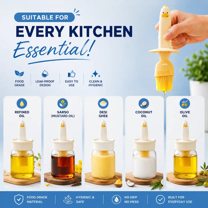 Cute Duck Oil Dispenser with Silicone Brush – Buy 1 Get 1 Free